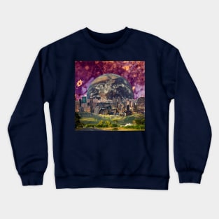 A Cosmic Collage of Stars and Skyscrapers Crewneck Sweatshirt